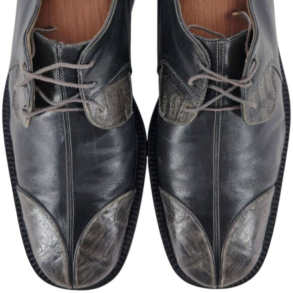Vintage Belvedere Florence Exotic Crocodile Leather Gray Dress Shoes 11M Oxfords - Picture 2 of 12